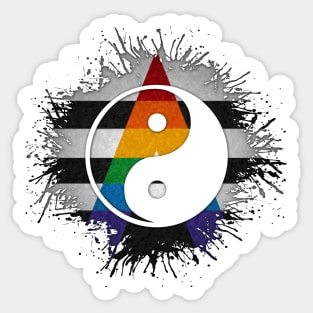 Paint Splatter LGBT Ally Pride Yin and Yang Symbol Sticker